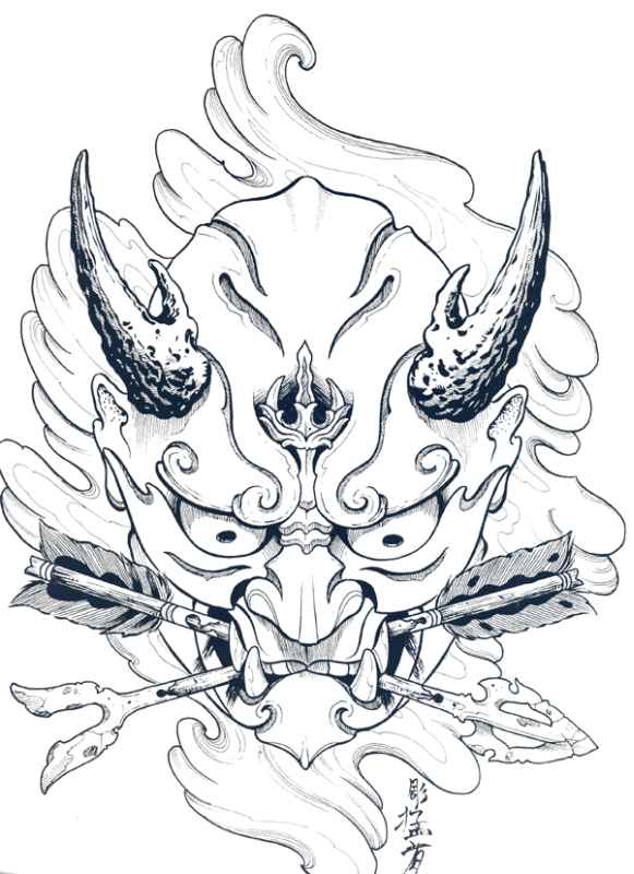 japanese hannya mask tattoo designs by horimouja outline stencil japanese hannya mask tattoo designs by horimouja outline stencil