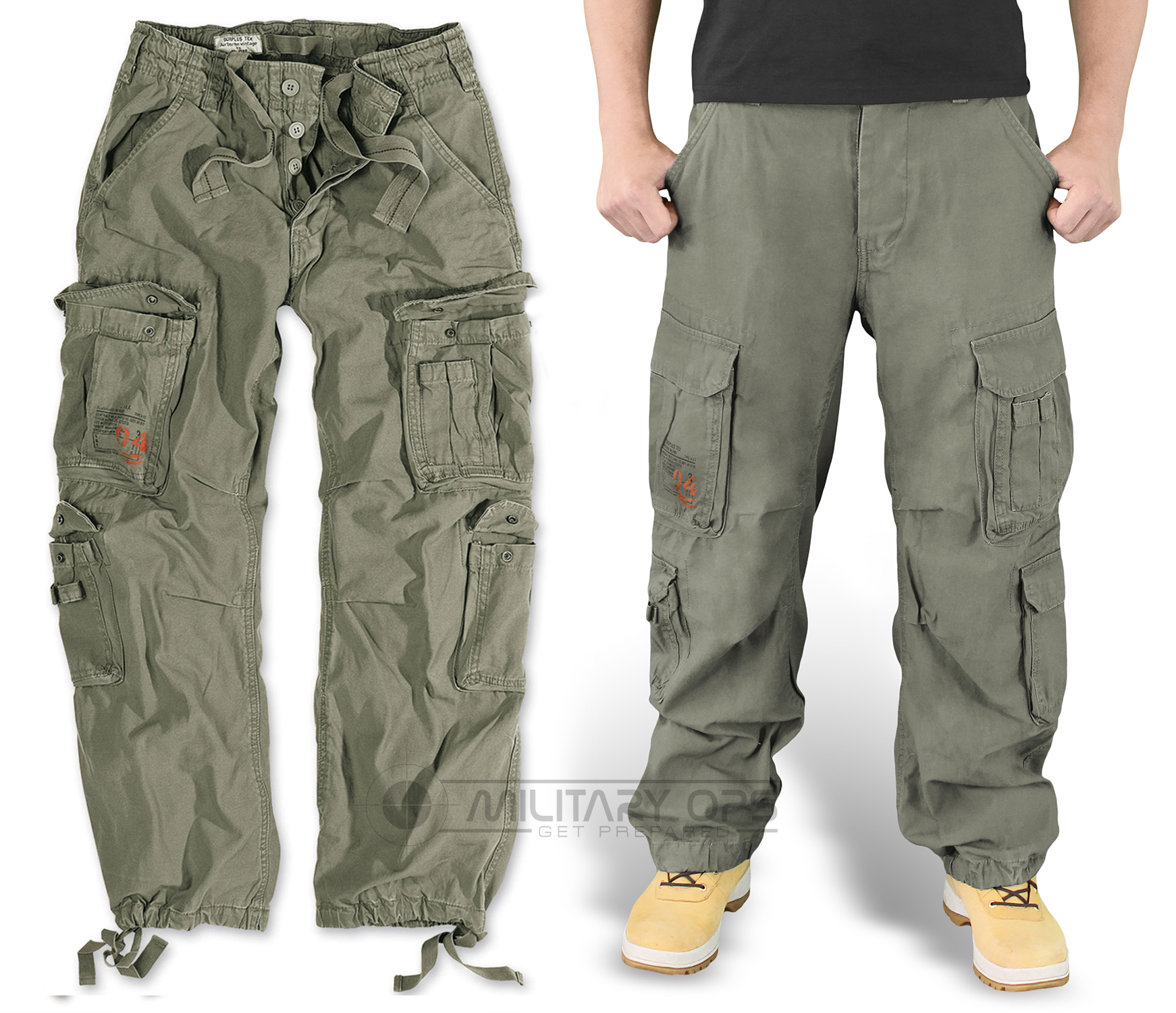 Surplus Airborne Trousers Olive Green Raw Vintage Cargo Combat Pants ...