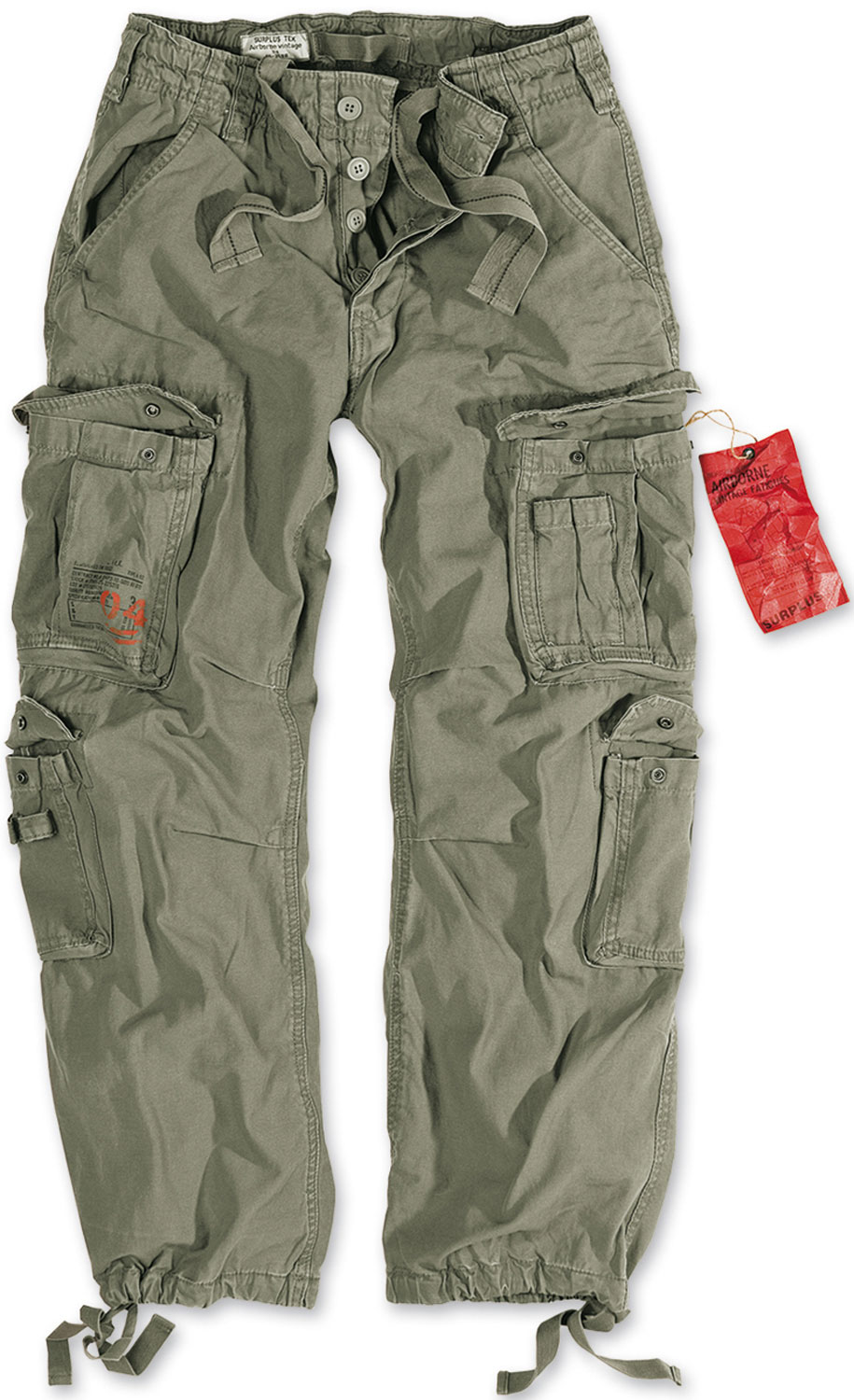 SURPLUS AIRBORNE TROUSERS OLIVE GREEN RAW VINTAGE CARGO COMBAT PANTS ...