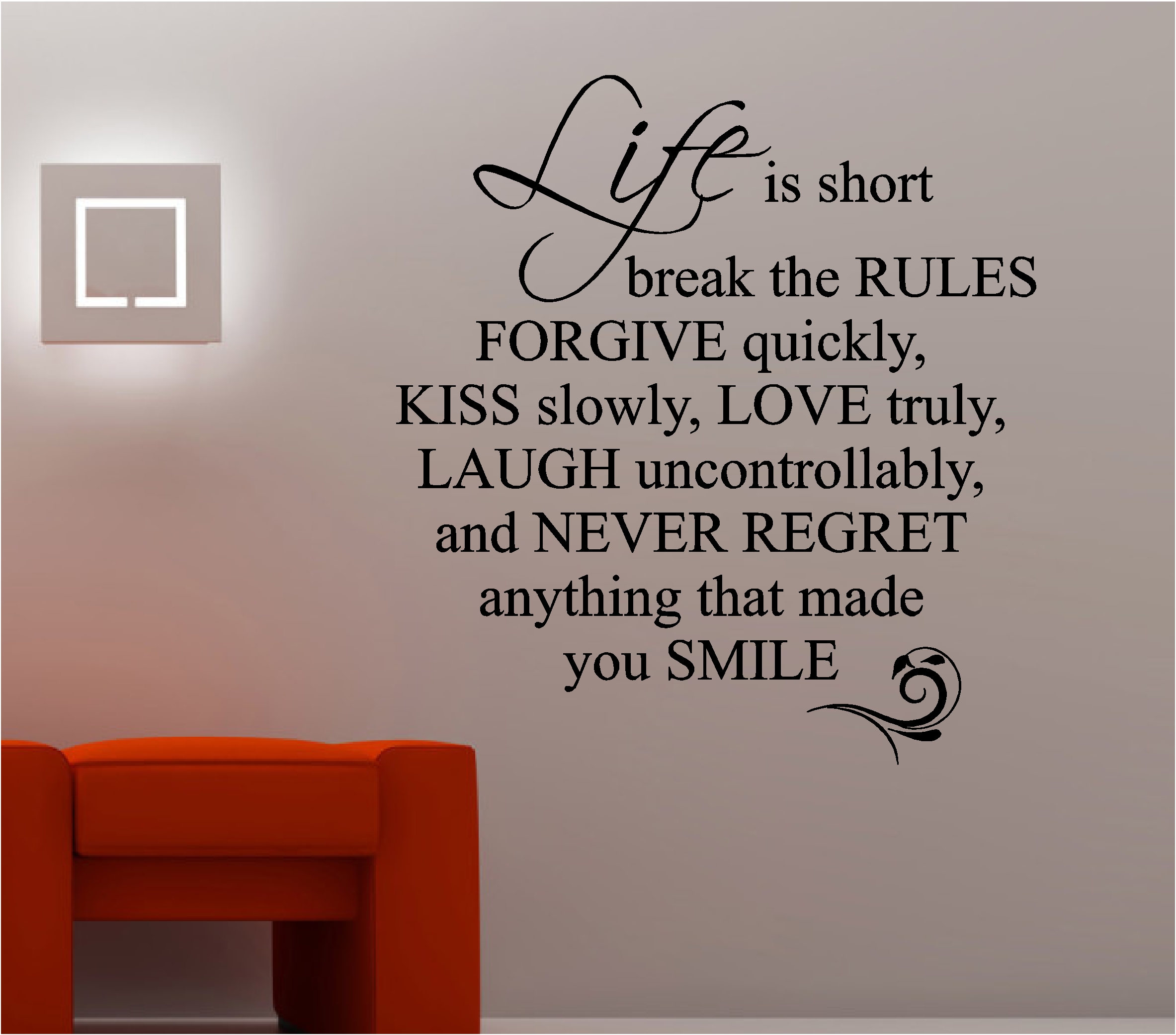  LIFE  IS SHORT LOVE QUOTE  wall art  sticker vinyl LOUNGE 