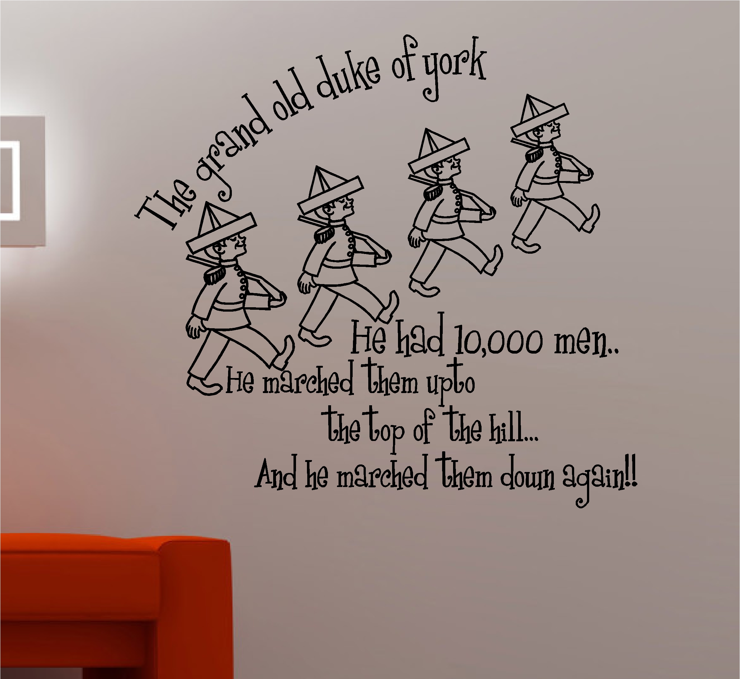 Grand Old Duke Of York Nursery Rhyme Wall Art Quote Sticker Vinyl Wall Art Quote Sticker Vinyl