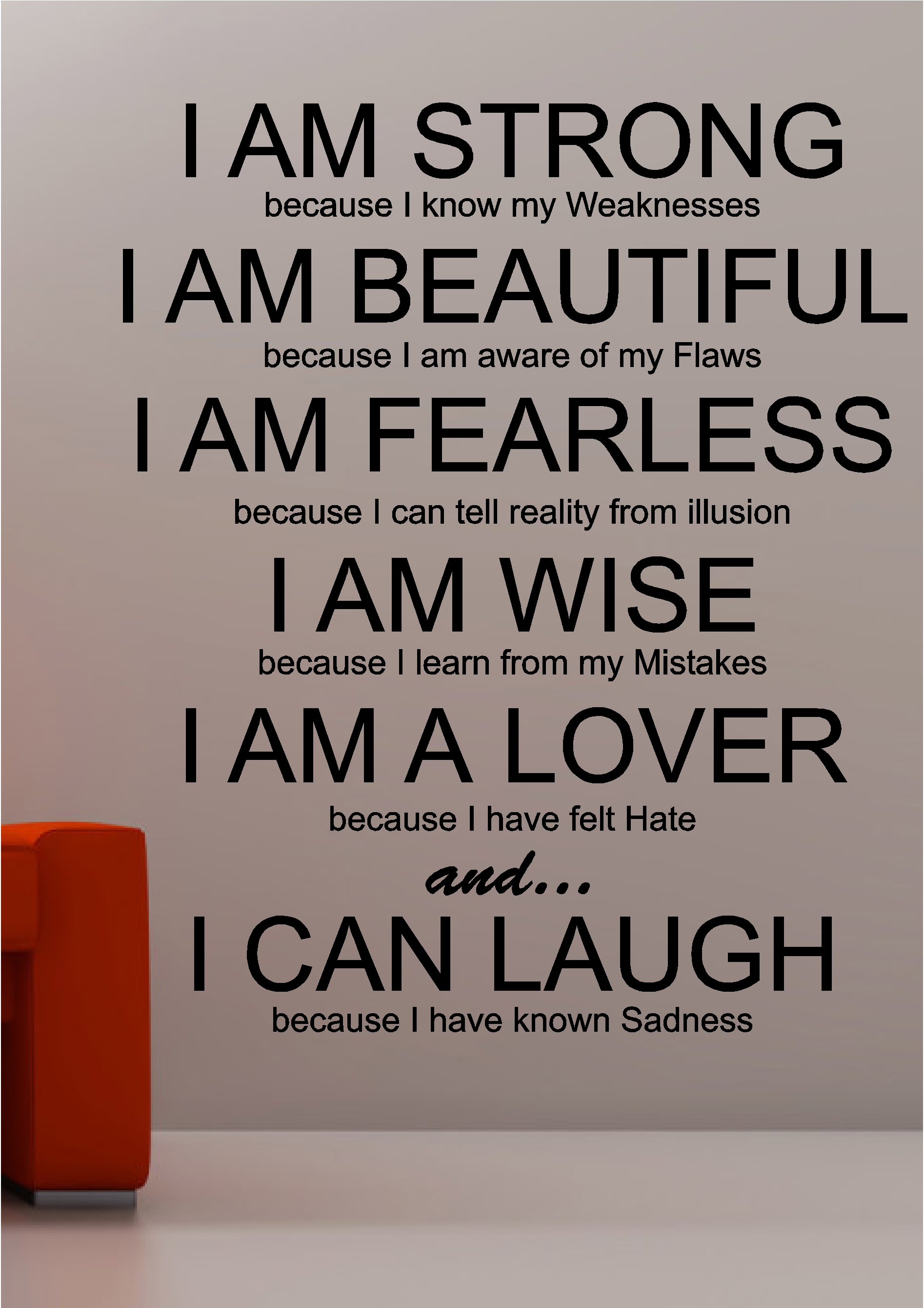 I am Strong inspirational wall  art  quote sticker vinyl 