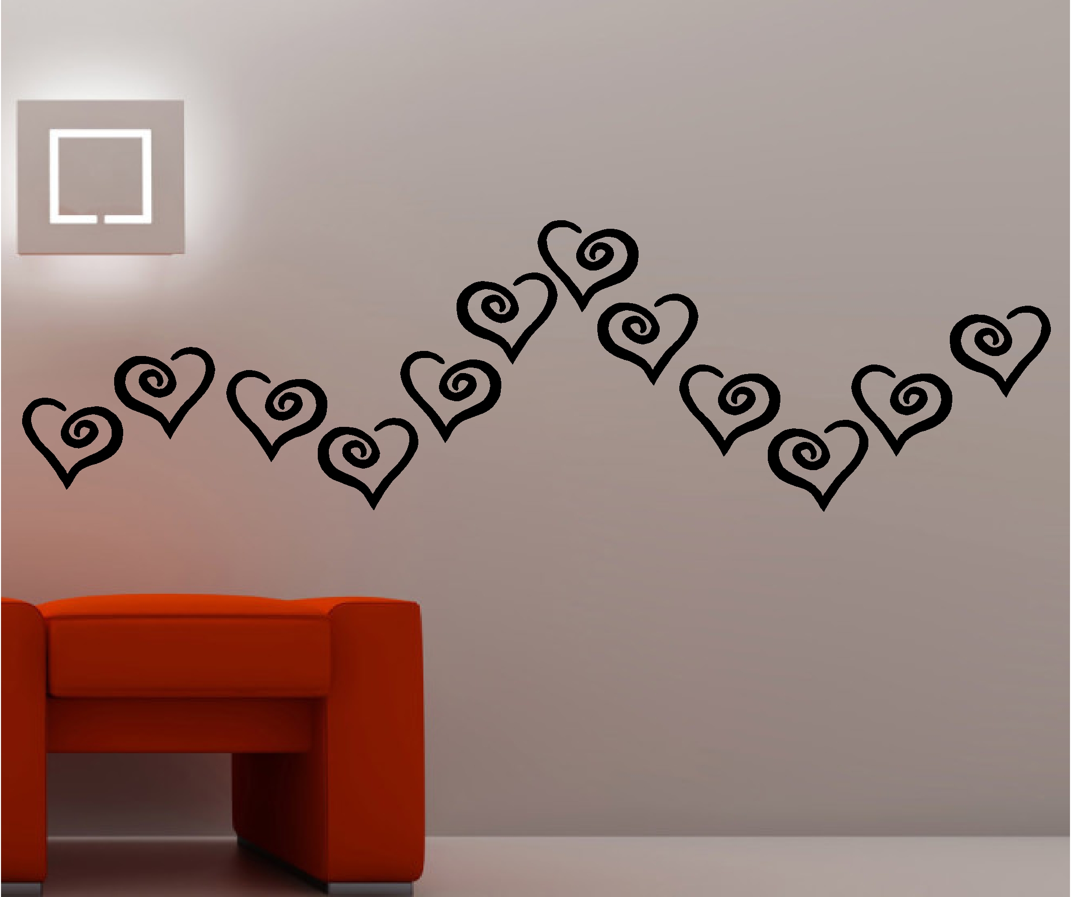 Details About Classic Hearts Wall Art Vinyl Kids Bedroom Lounge Love
