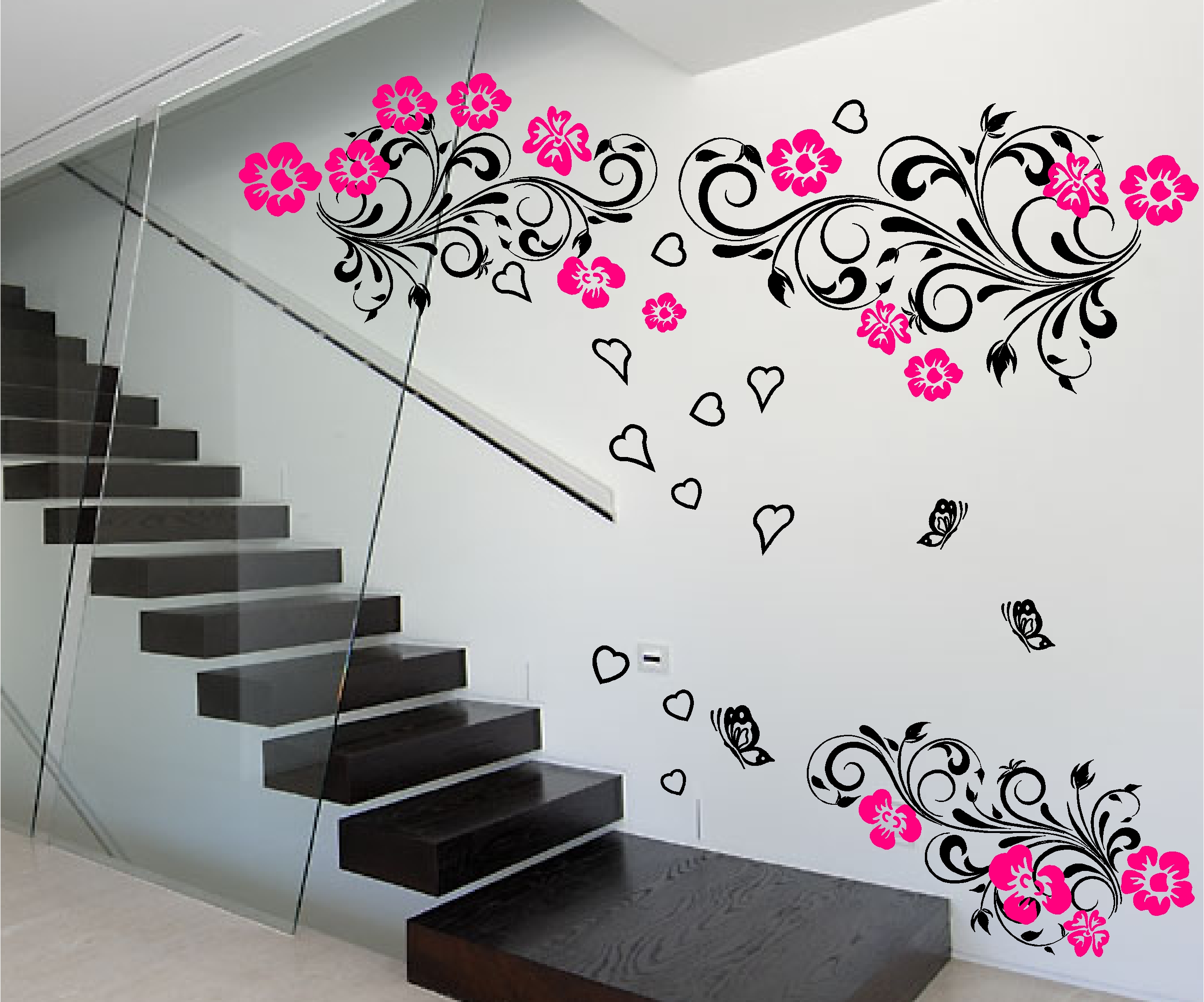 Large Floral Butterfly love wall art sticker bedroom lounge decal ... Large Floral Butterfly love wall art sticker bedroom lounge decal ...