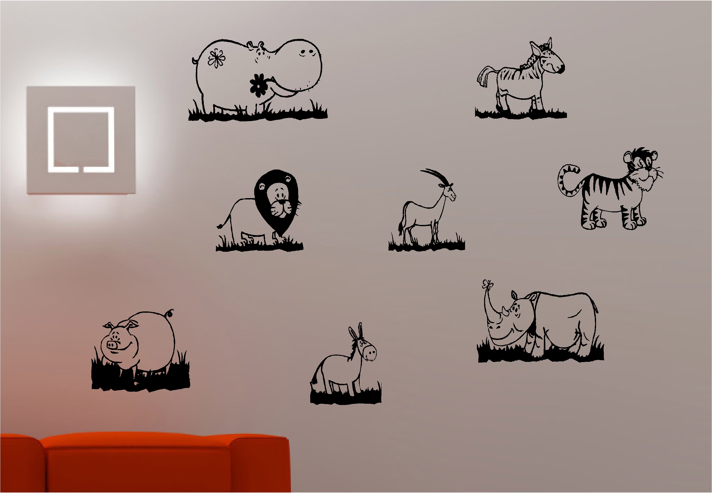 8 X Cartoon Animals Wall Art Sticker Decal Kids Childrens Bedroom 8 X Cartoon Animal Stickers Bedroom Kids Childrens Wall Art Sticker Vinyl Decal