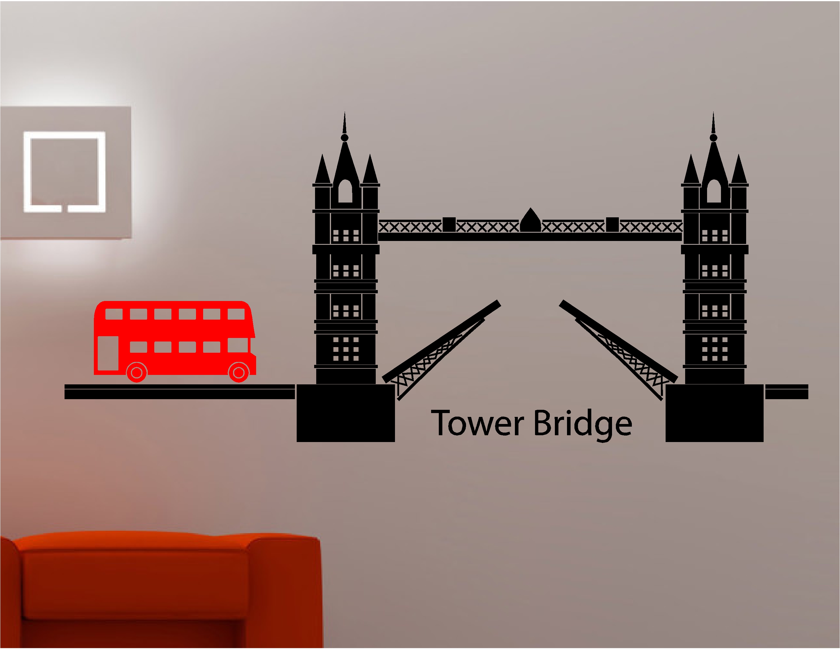 Details About London Tower Bridge Bus Wall Art Sticker Decal Kids Lounge Kitchen Bedroom