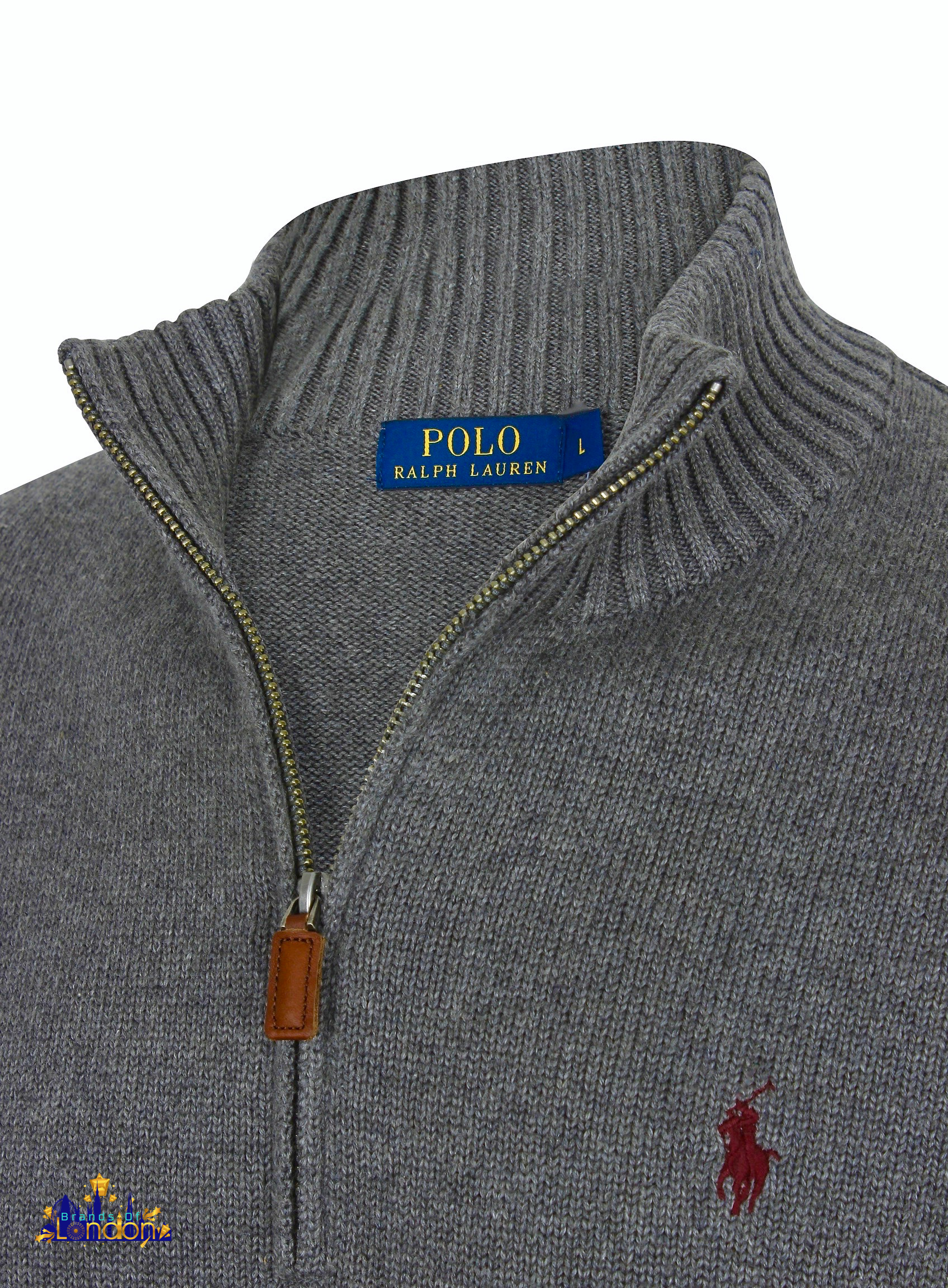 RALPH LAUREN POLO Menâs 1/2 Zip Cotton Knit Jumper XS Grey/Navy RRP Â£125 | eBay