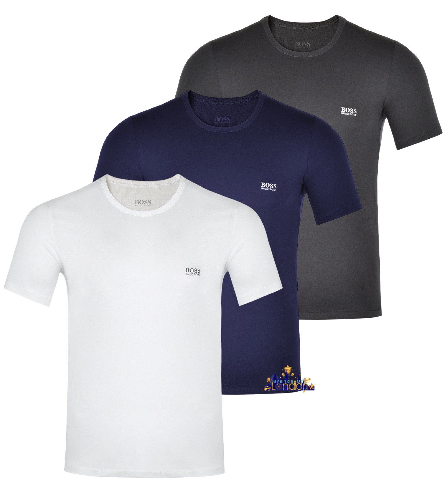 送料込★Hugo Boss★10271762 ノースリーブTシャツ 3 ユニット HUGO BOSS Mens Crew Neck Cotton 3 Pack T-Shirt White Navy