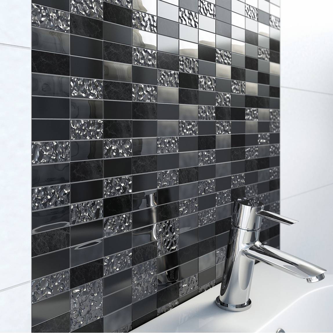 Trevi Black Linear Gl Stone Mosaic 30 5cm X Ebay Trevi Black Linear Gl Stone Mosaic 30 5cm X