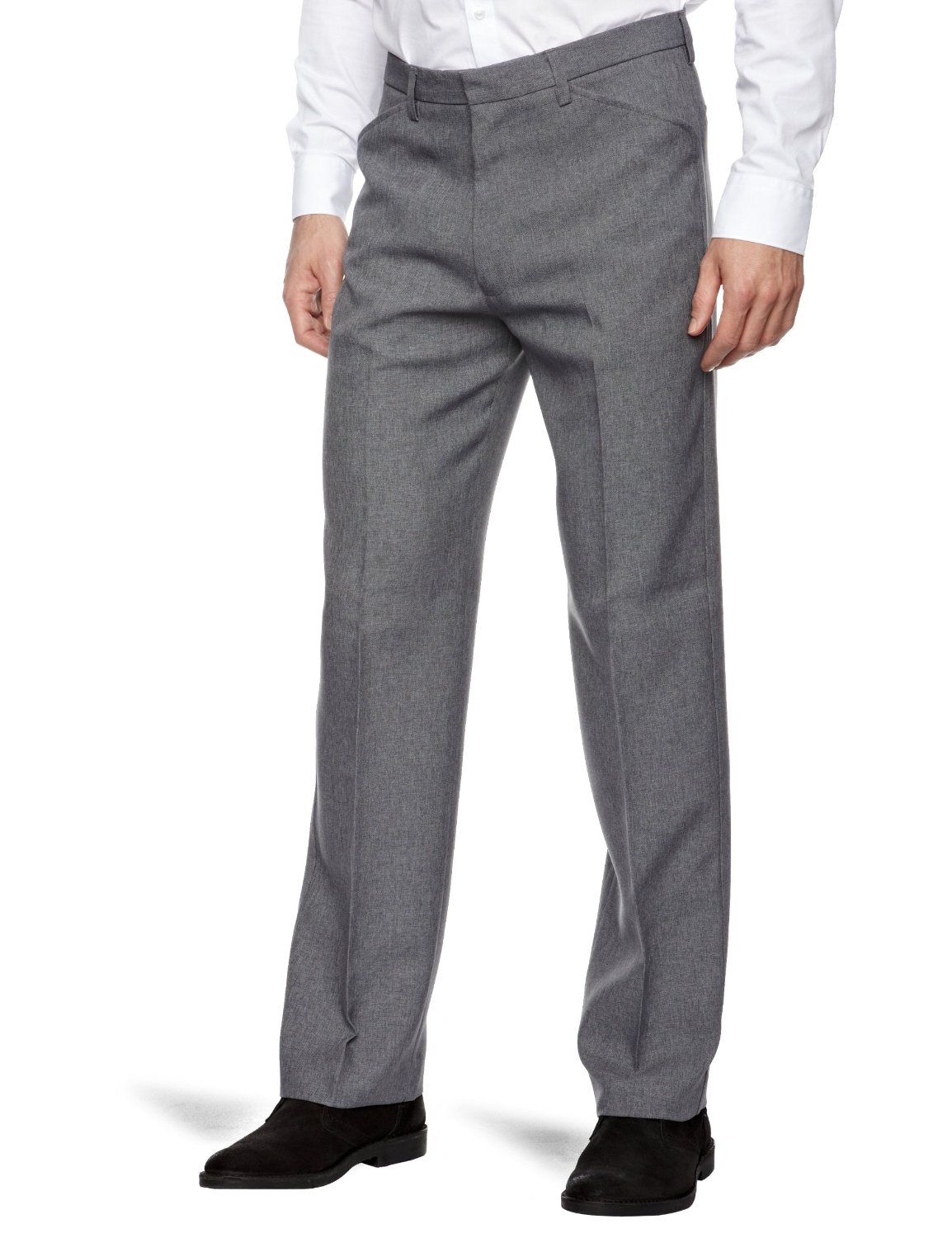 New Men/'s Farah Trousers Black Hopsack Weave Smart Classic Formal Anti Stain