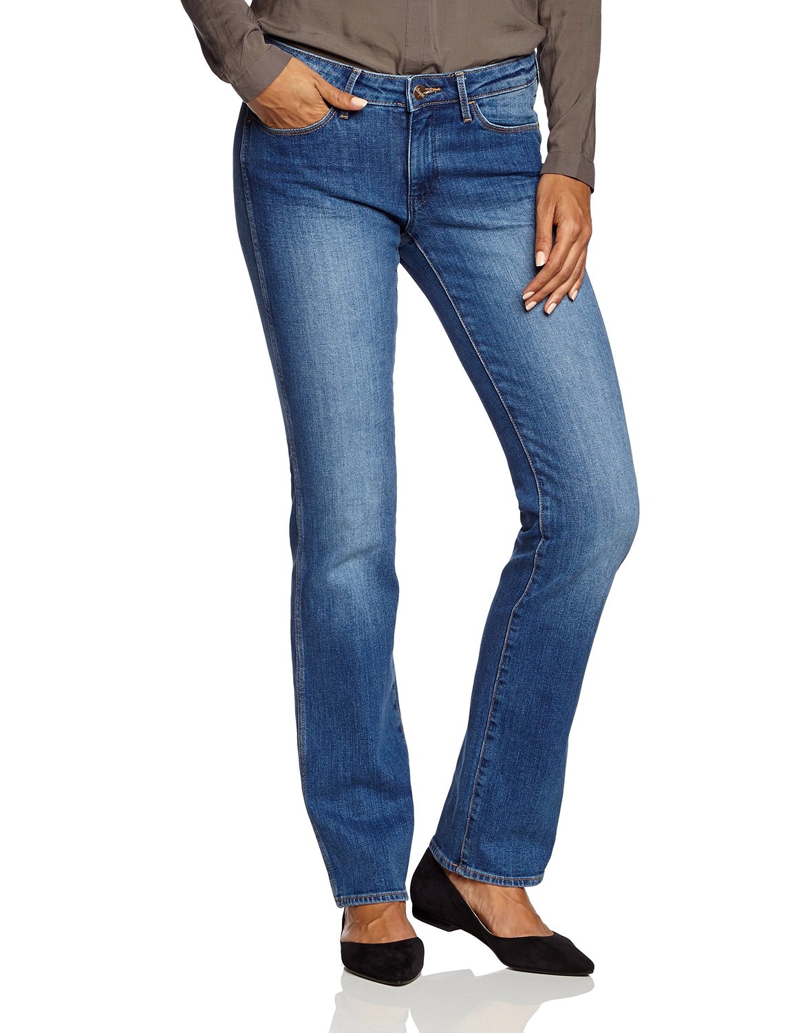 Wrangler Sara Stretch Jeans New Womens Ladies Faded Straight Leg Soft ...