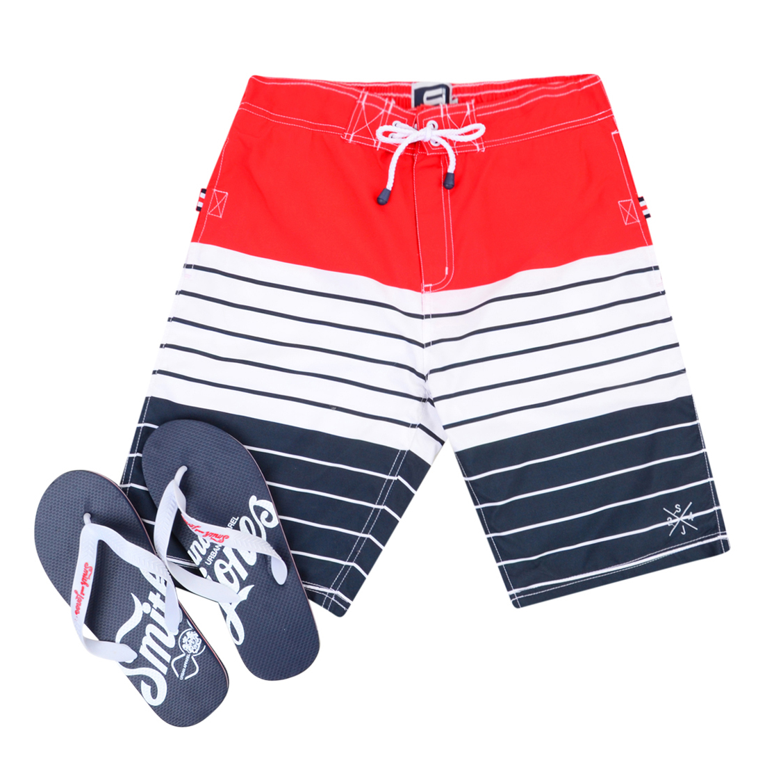 Para Hombre Smith /& Jones A Rayas Verano Swim Beach Surf Board Shorts Flip Flop Set