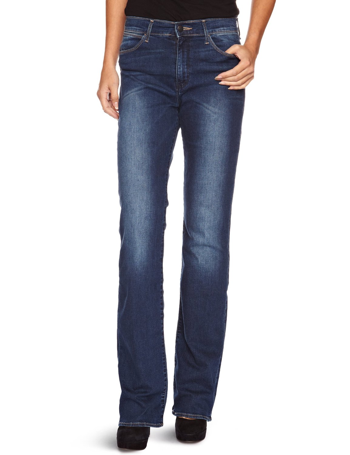 Wrangler Tina Boocut Stretch Jeans New Womens Ladies Blue Scuffed ...