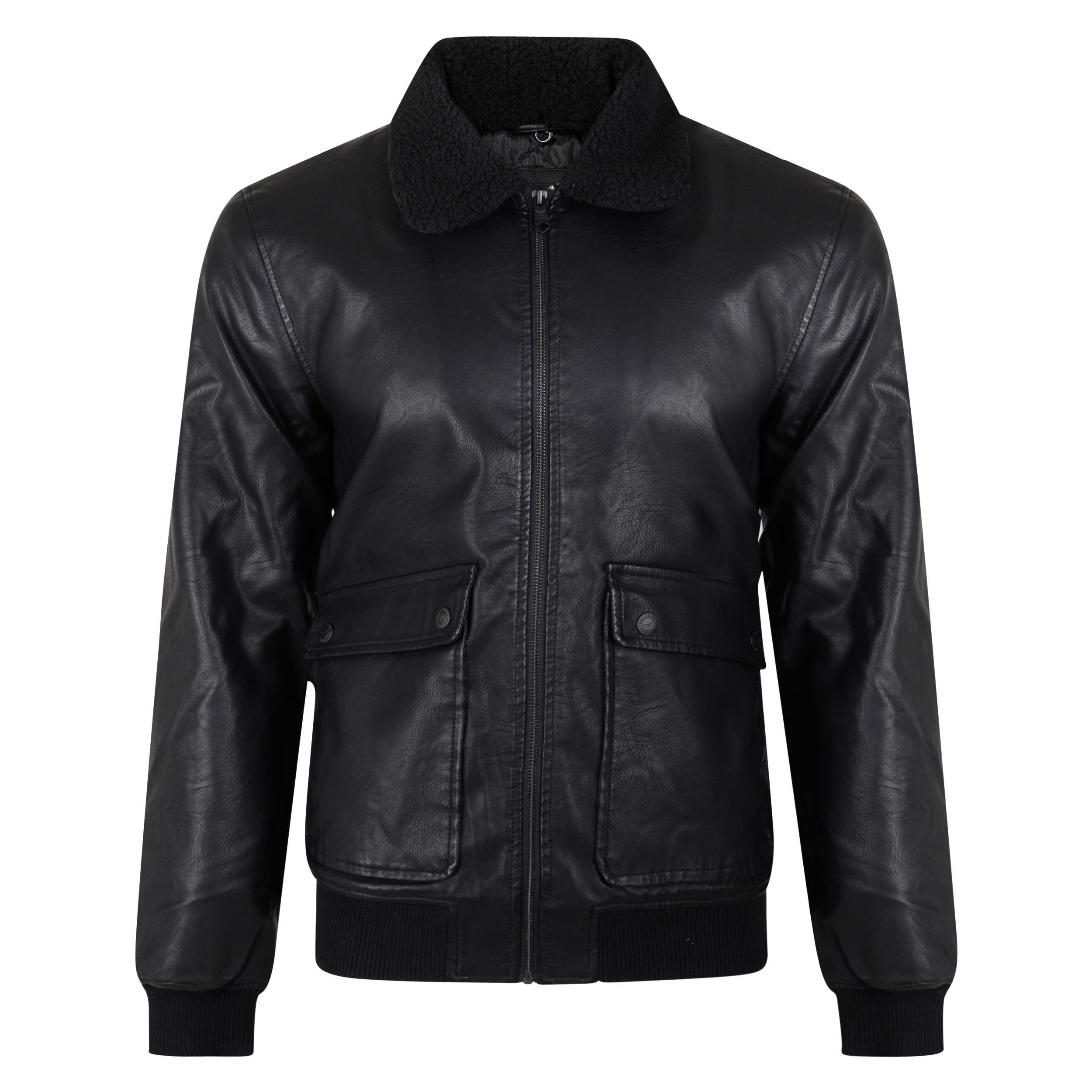 Threadbare Redwing Aviator Faux Fur Collar Synthetic Leather Jacket ...