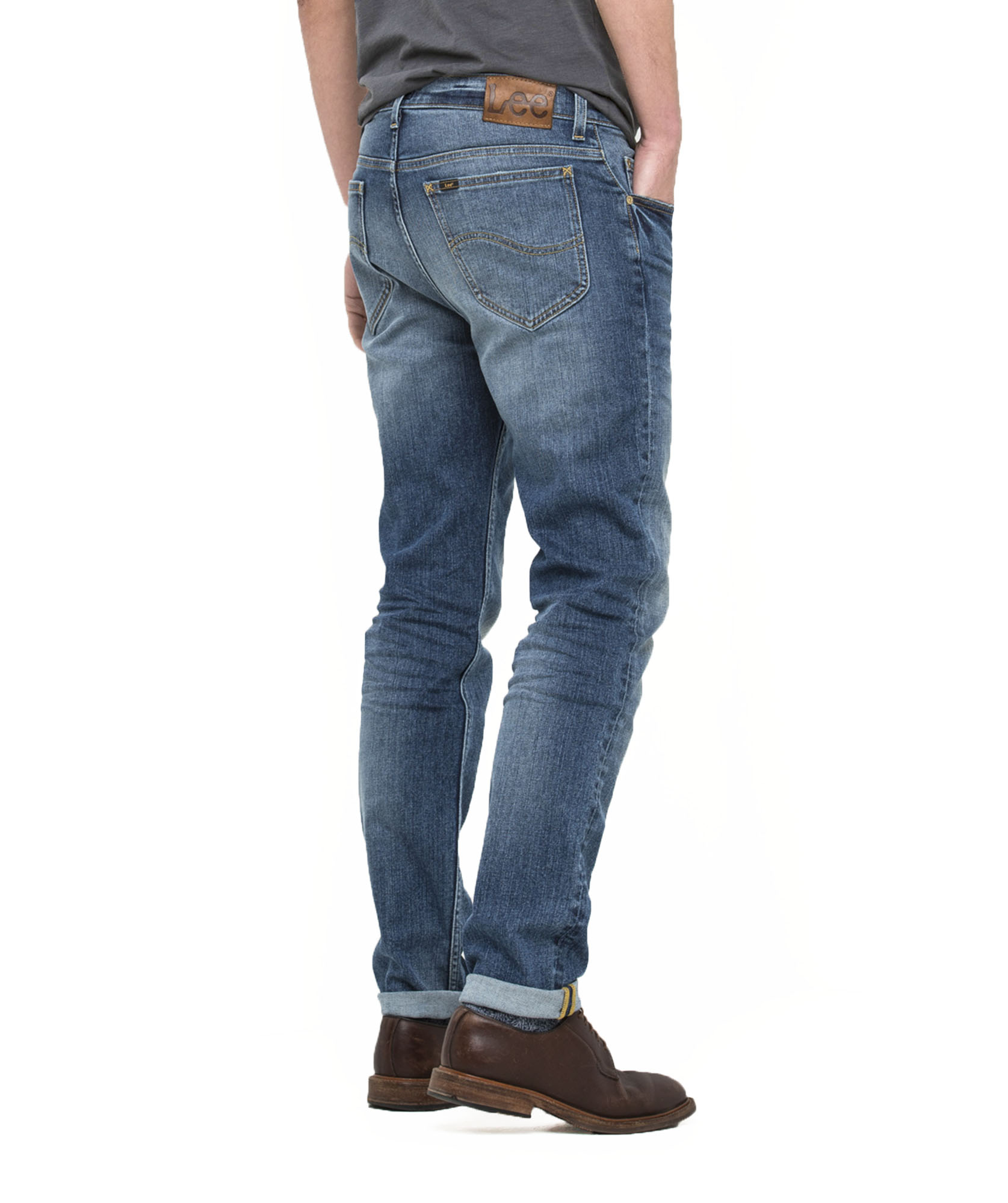 Lee Rider Mens Regular Waist Tapered Slim Leg Stretch Denim Jeans Blue ...