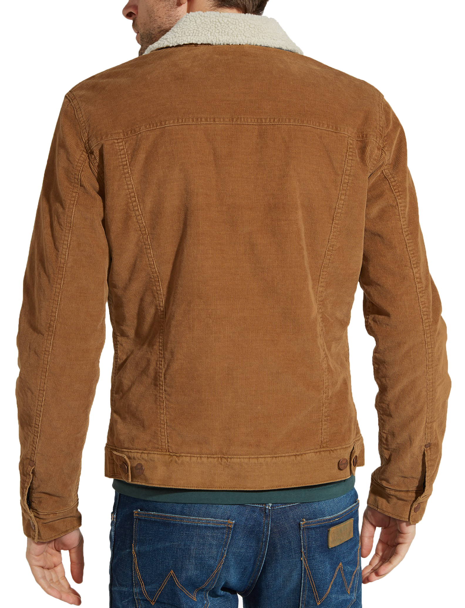 Wrangler Mens Winter Sherpa Fur Collar Cord Jacket Corduroy Coat Bison