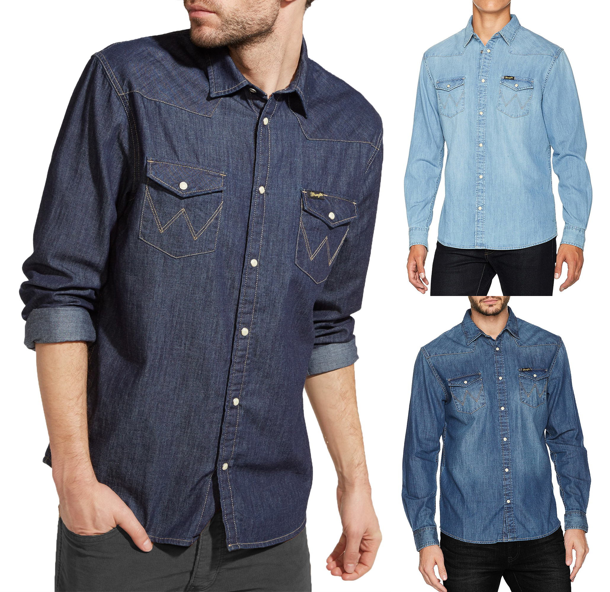 wrangler long sleeve denim shirts