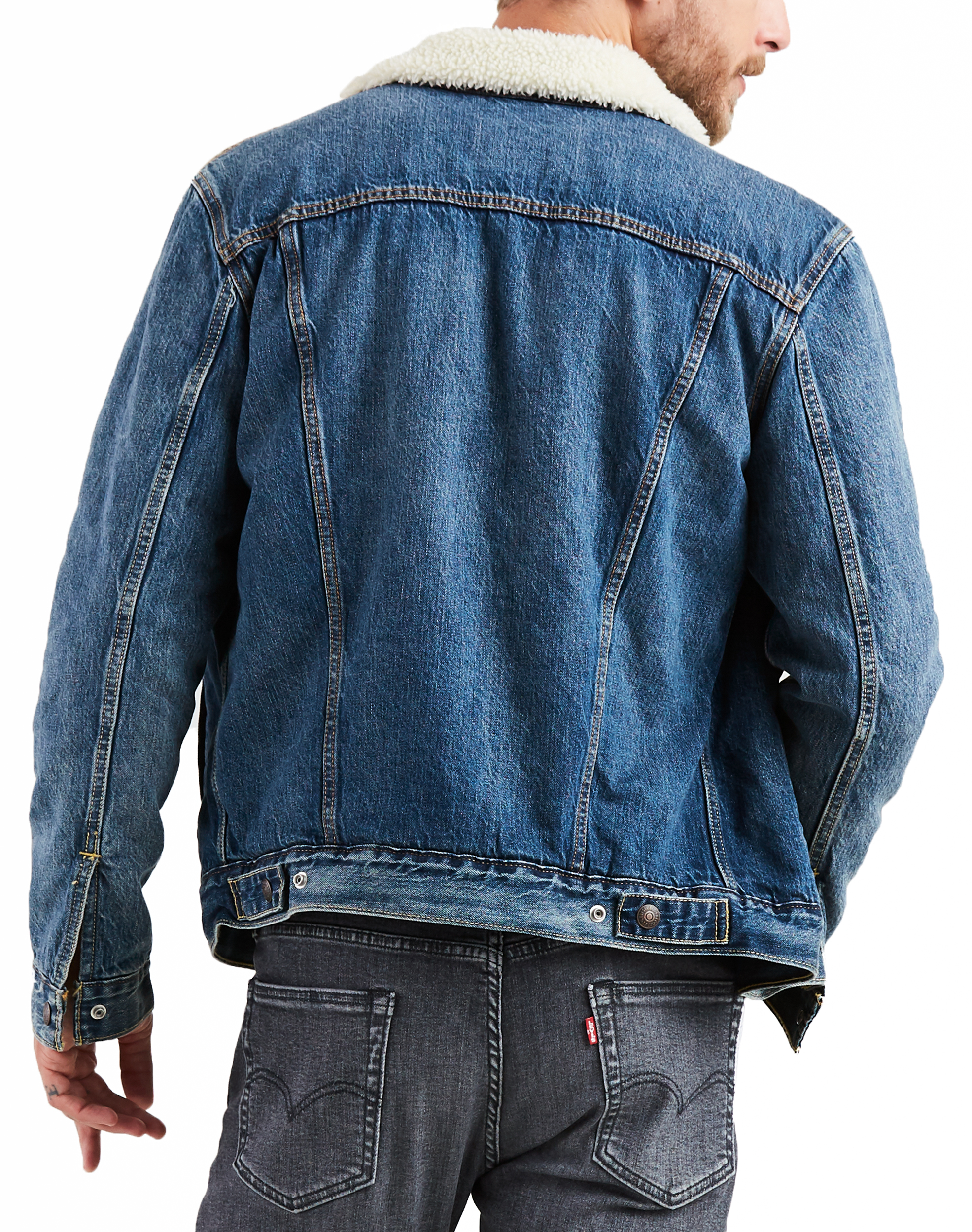 LEVIS Mens Sherpa Fur Collar Denim Trucker Jacket Mayze Vintage Levi ...