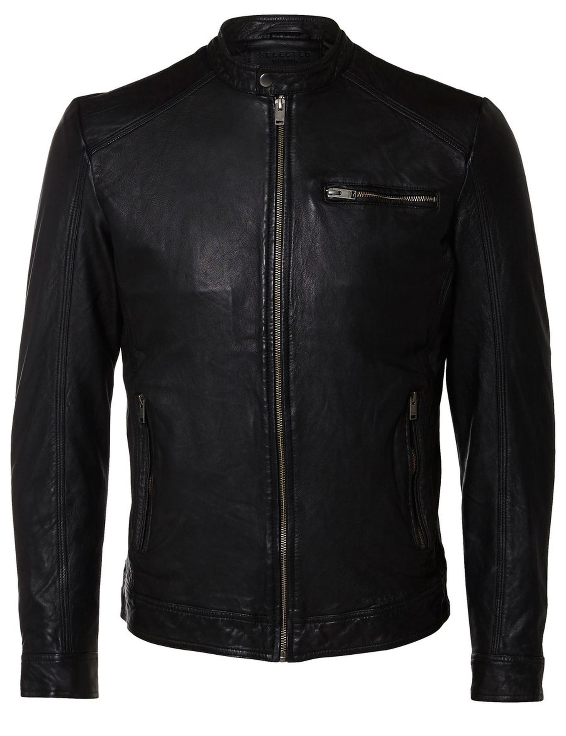 SELECTED Homme Tylor 100% Leather Jacket Short Fashion Bomber Biker ...