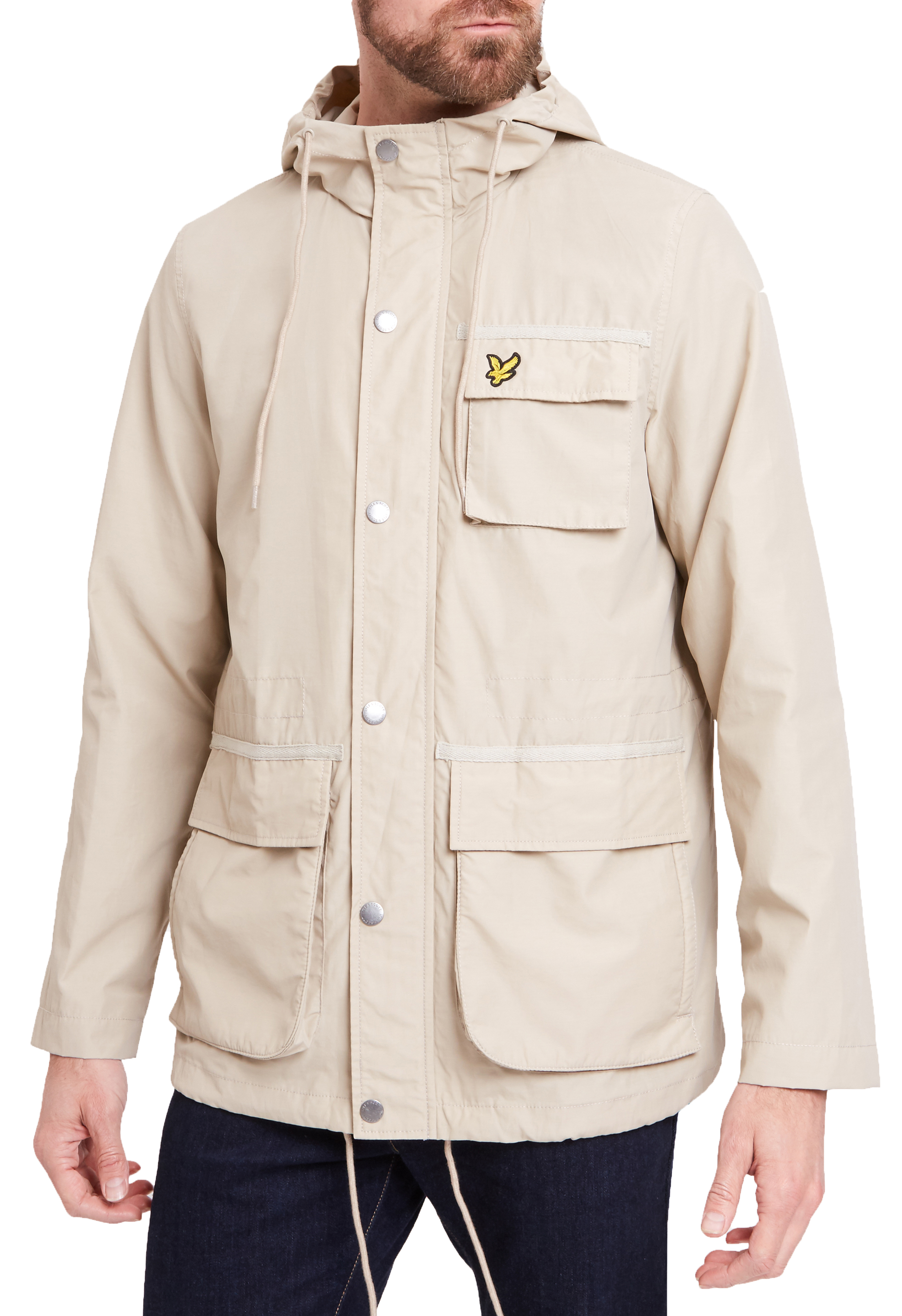 Lyle /& Scott Mens Pocket Jacket Lightweight Casual Hooded Coat Light Stone