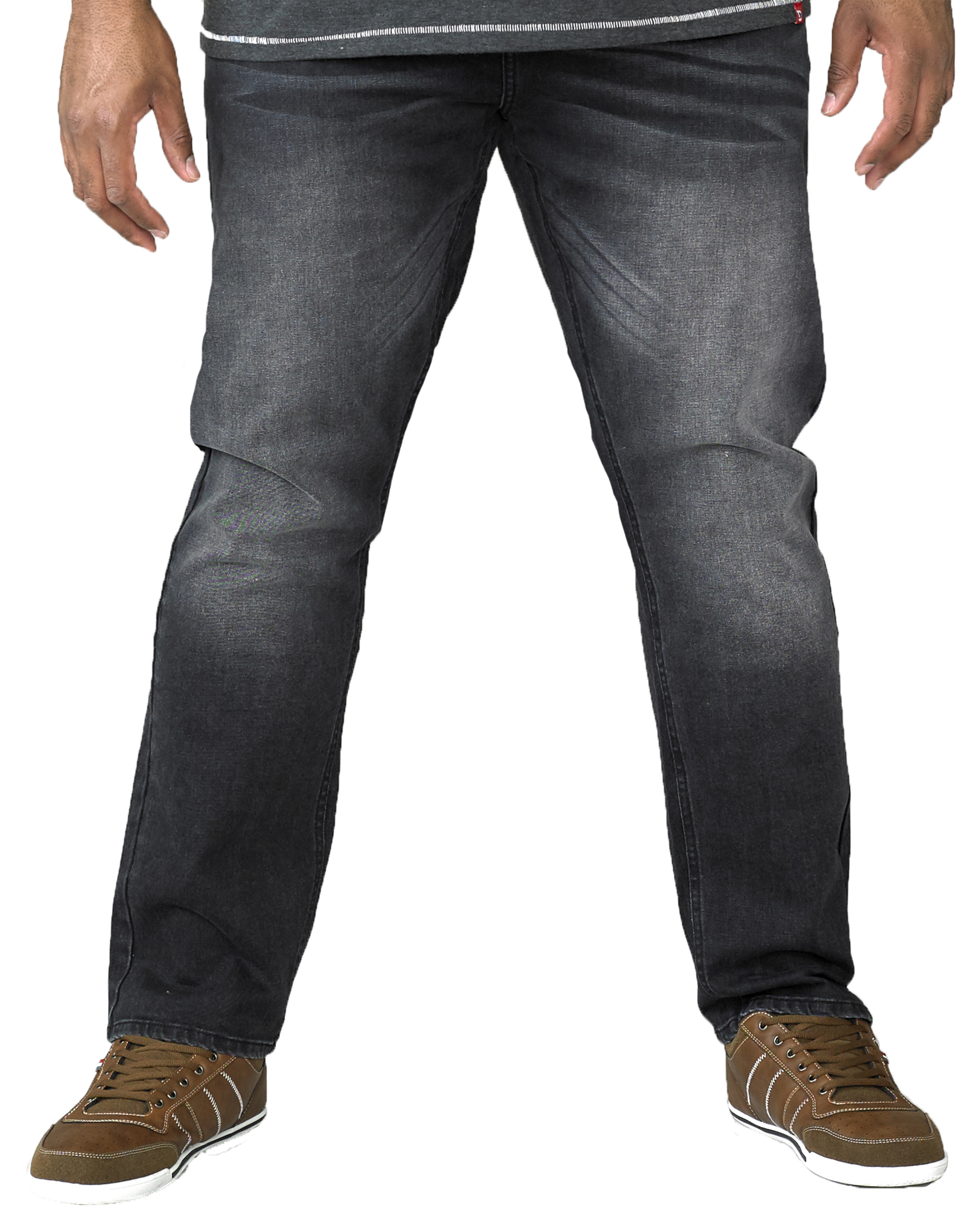 D555 Extra Long Leg Tall Stretch Denim Tapered Fit Straight Jeans Grey Stone 38L