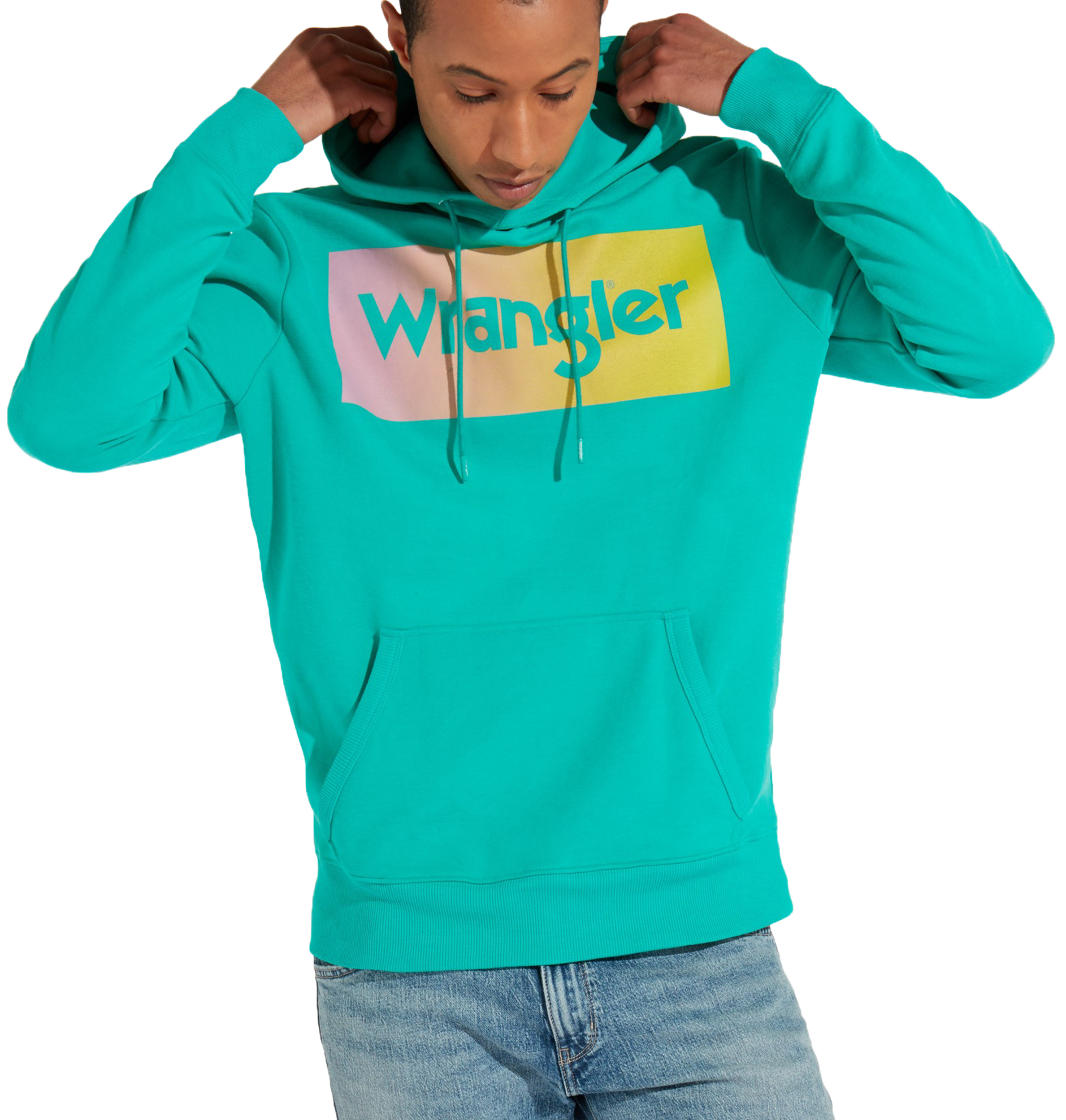 WRANGLER Retro Mens Cotton Crew Neck Big Logo Sweatshirt Peacoat Blue Sweat Top