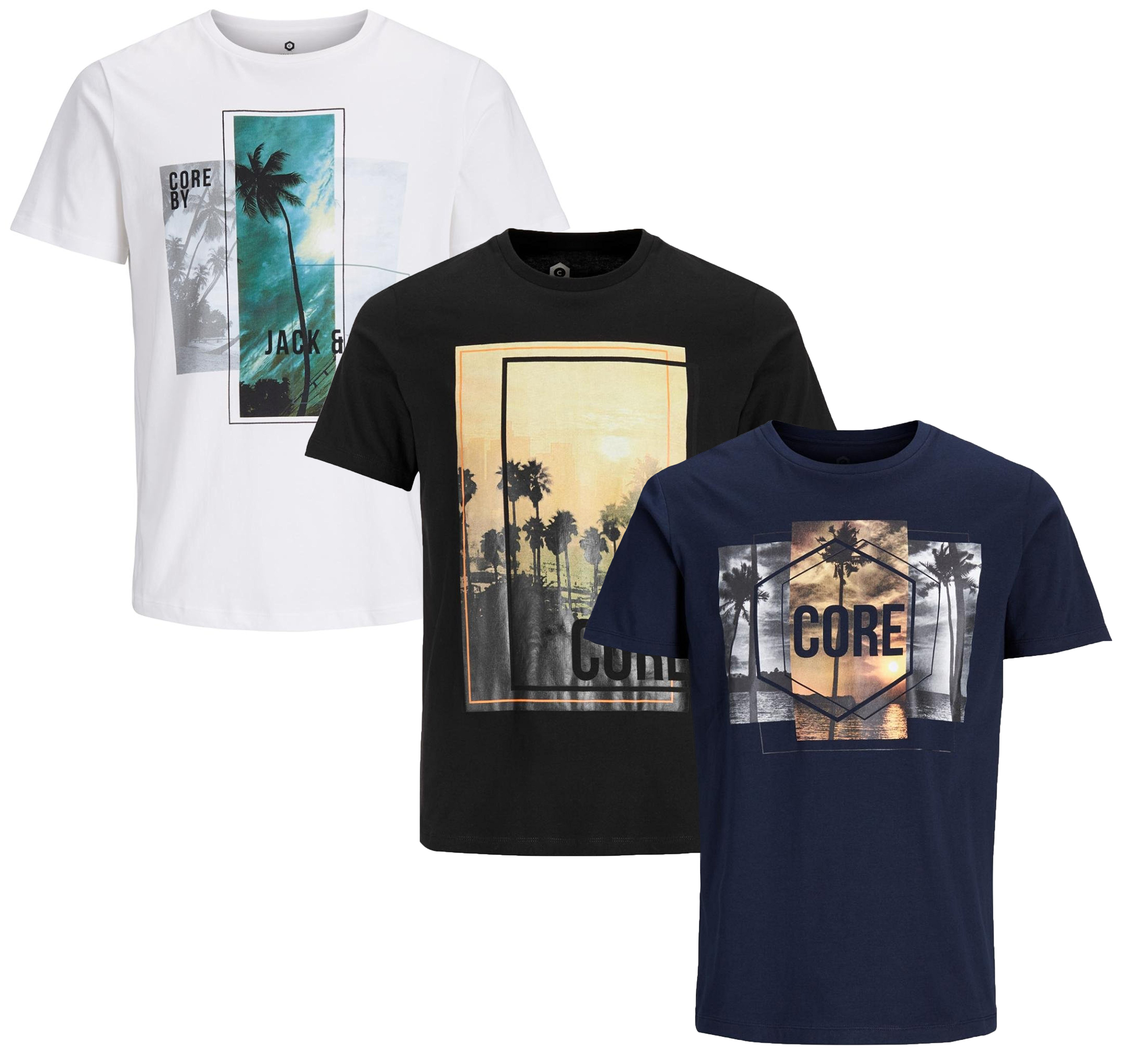 Da Uomo Slim Fit T-shirt a maniche corte Jack /& Jones nei colori bianco nero s-2xl