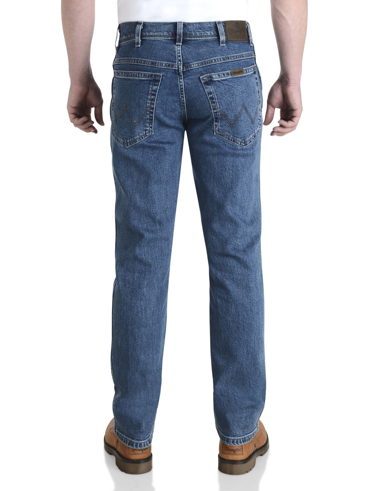 Wrangler Durable Stretch Denim Jeans Basic Regular Fit Stonewash Blue ...