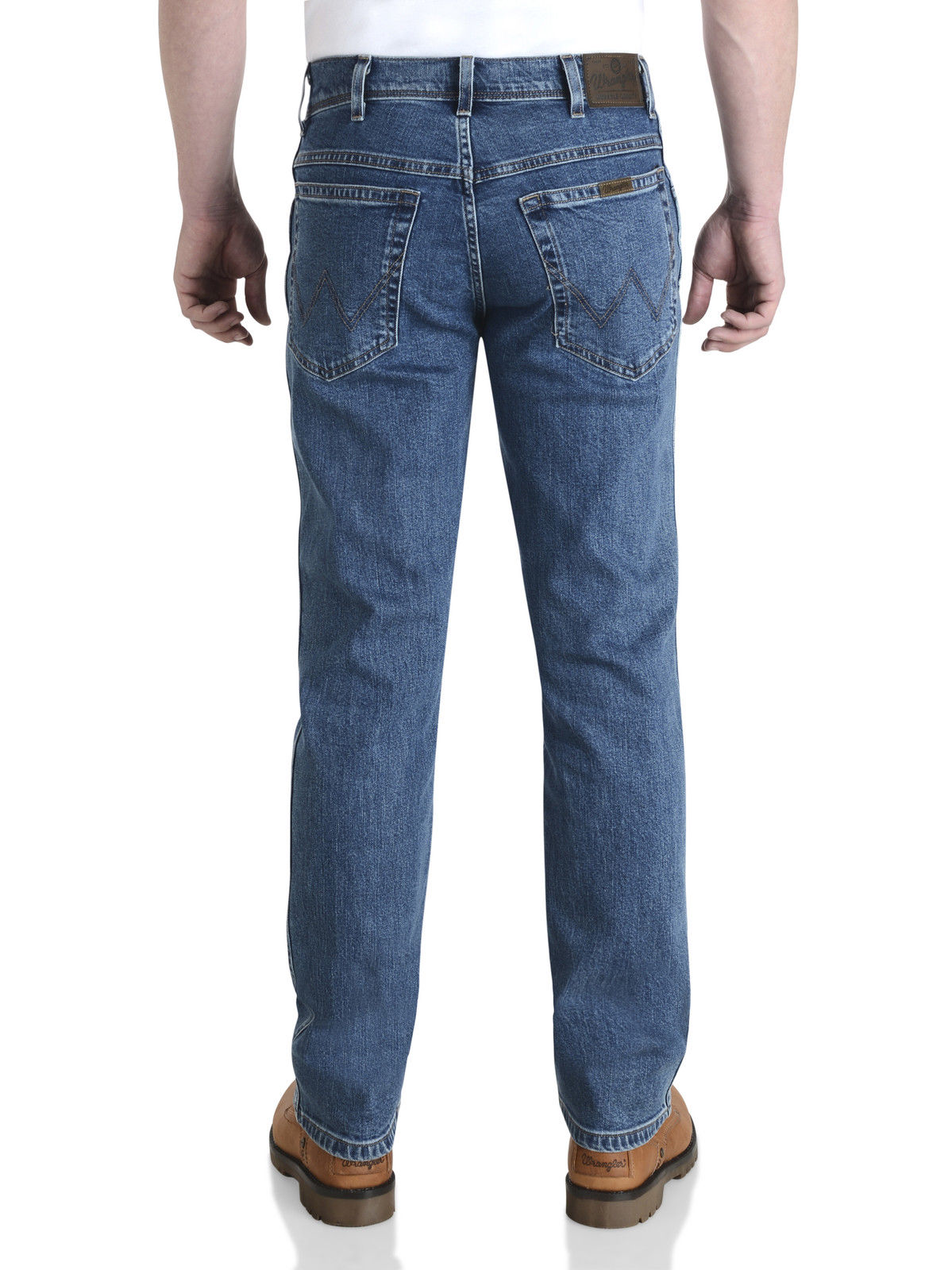 Wrangler Durable Stretch Denim Jeans Basic Regular Fit Stonewash Blue