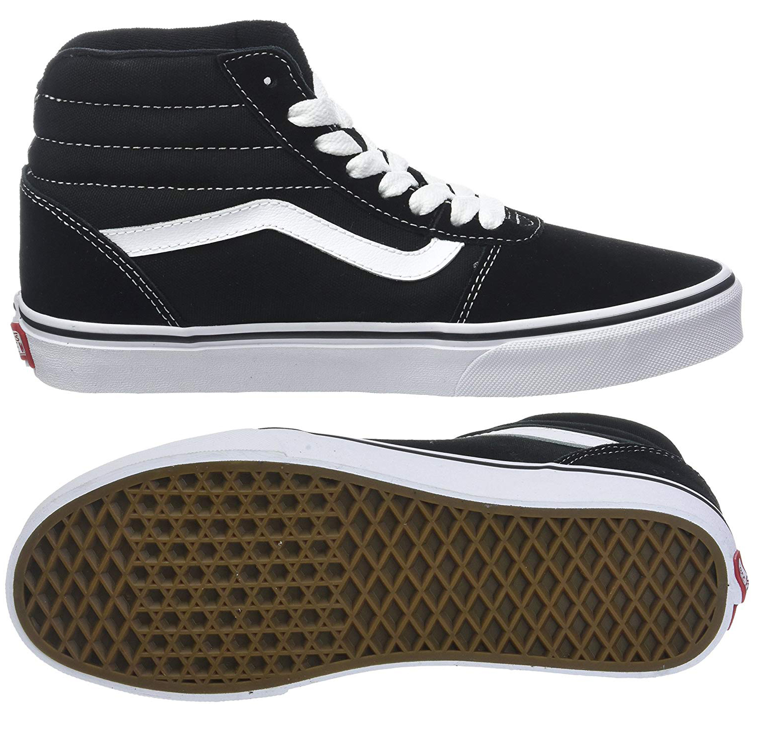 vans shoes black with white stripe