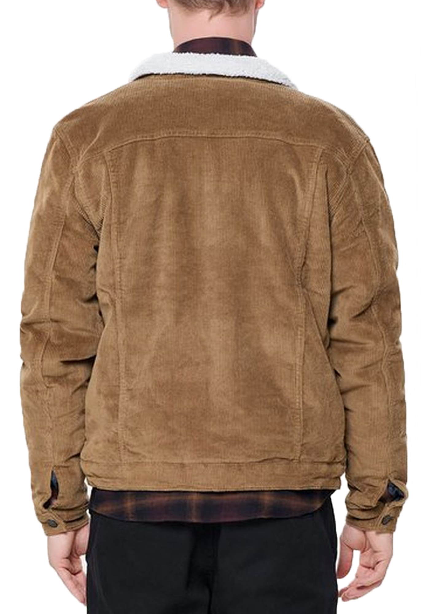 Only & Sons Mens Corduroy Sherpa Fur Trucker Jacket Brown Beige Winter ...