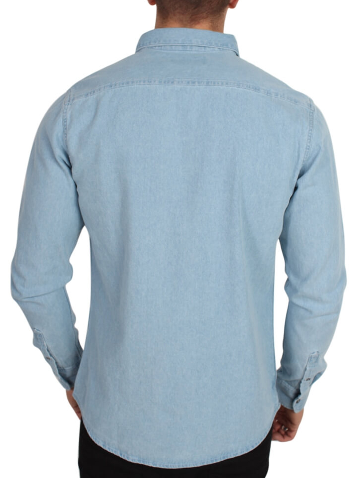ONLY /& SONS A Maniche Lunghe Moda Denim Shirt Vintage Luce Blu scuro Jean Camicie