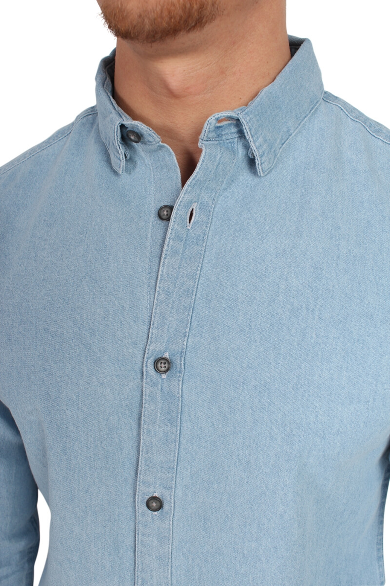 ONLY /& SONS A Maniche Lunghe Moda Denim Shirt Vintage Luce Blu scuro Jean Camicie