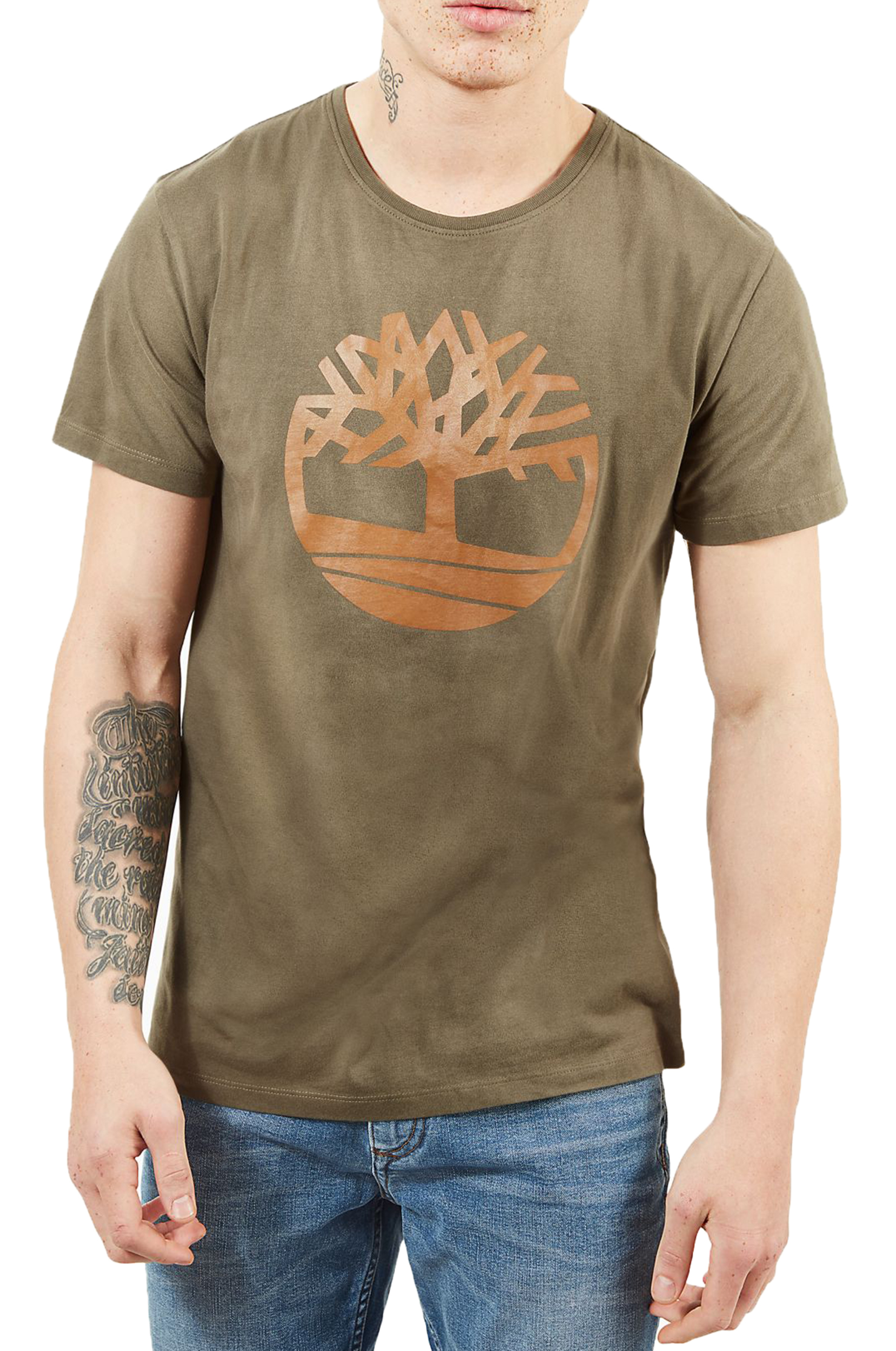 TShirts Timberland Brand Tree Logo Tshirt New Mens Crew Neck Print