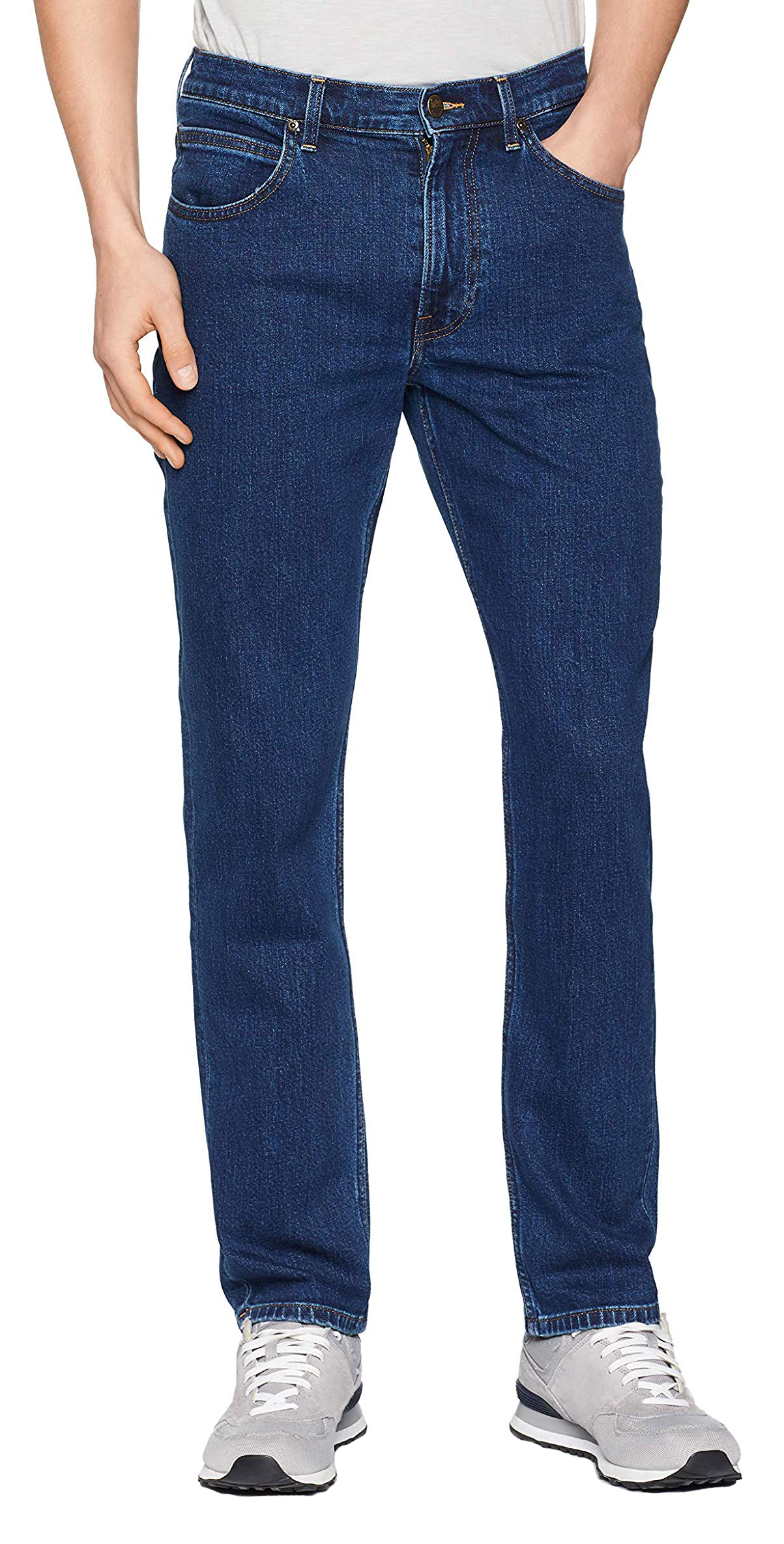 Lee Brooklyn New Men's Stretch Jeans Straight Leg Dark Stone Blue Denim ...