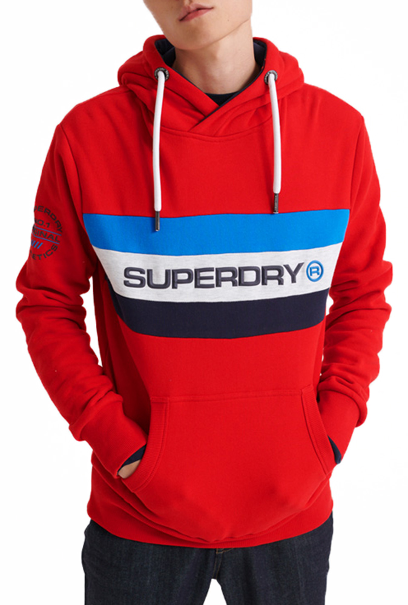 Superdry International Logo Overhead Sweat Crew Neck Sweatshirt Top Black