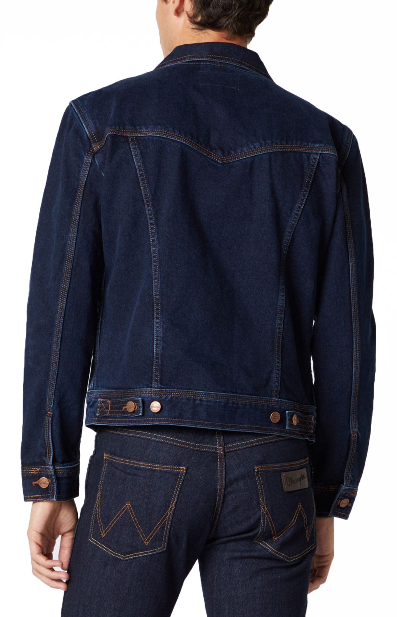 Wrangler New Mens Authentic Denim Trucker Jacket Vintage Dark Blue