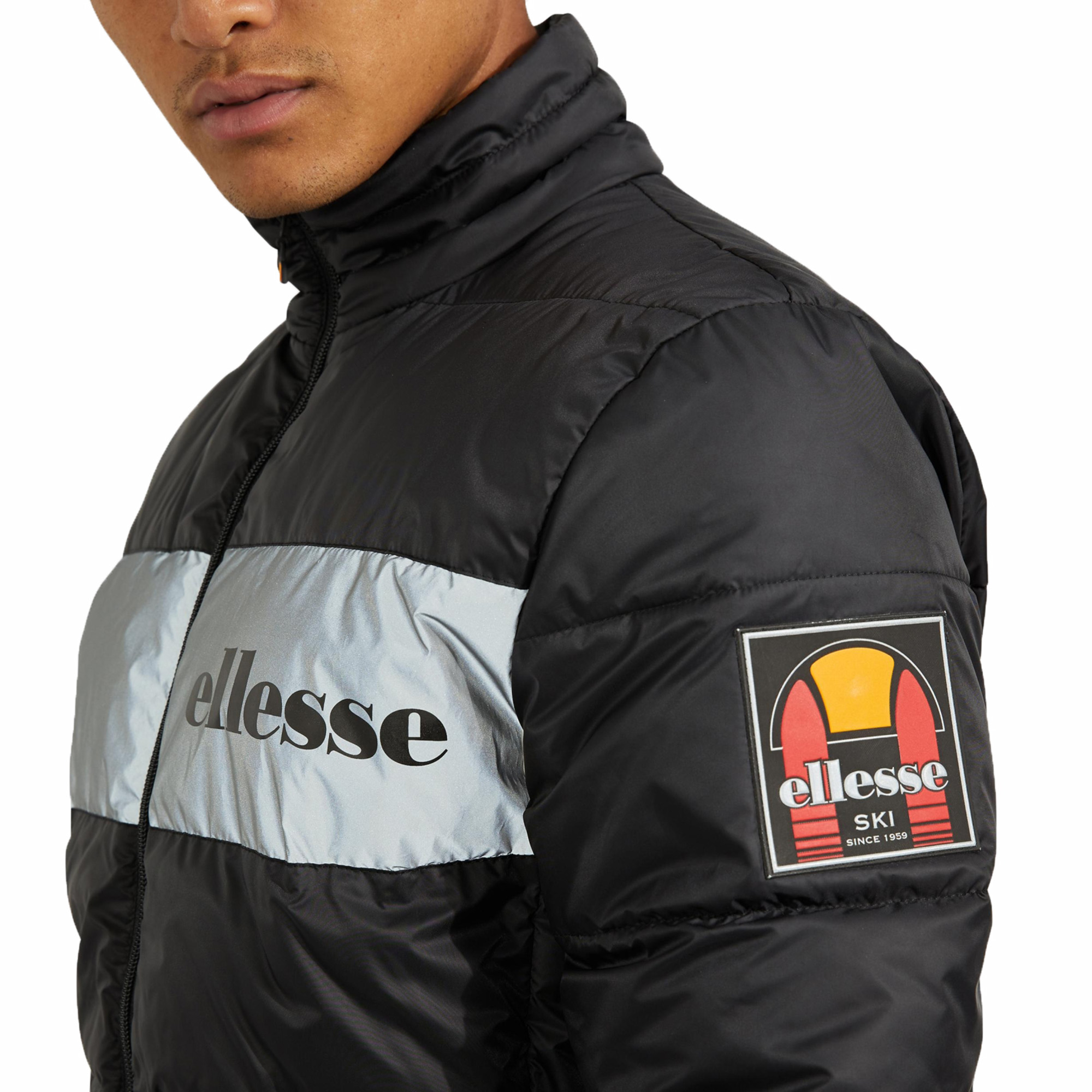 Ellesse Illo Reflective Football Padded Puffer Jacket Mens Warm Car Coat Black | eBay