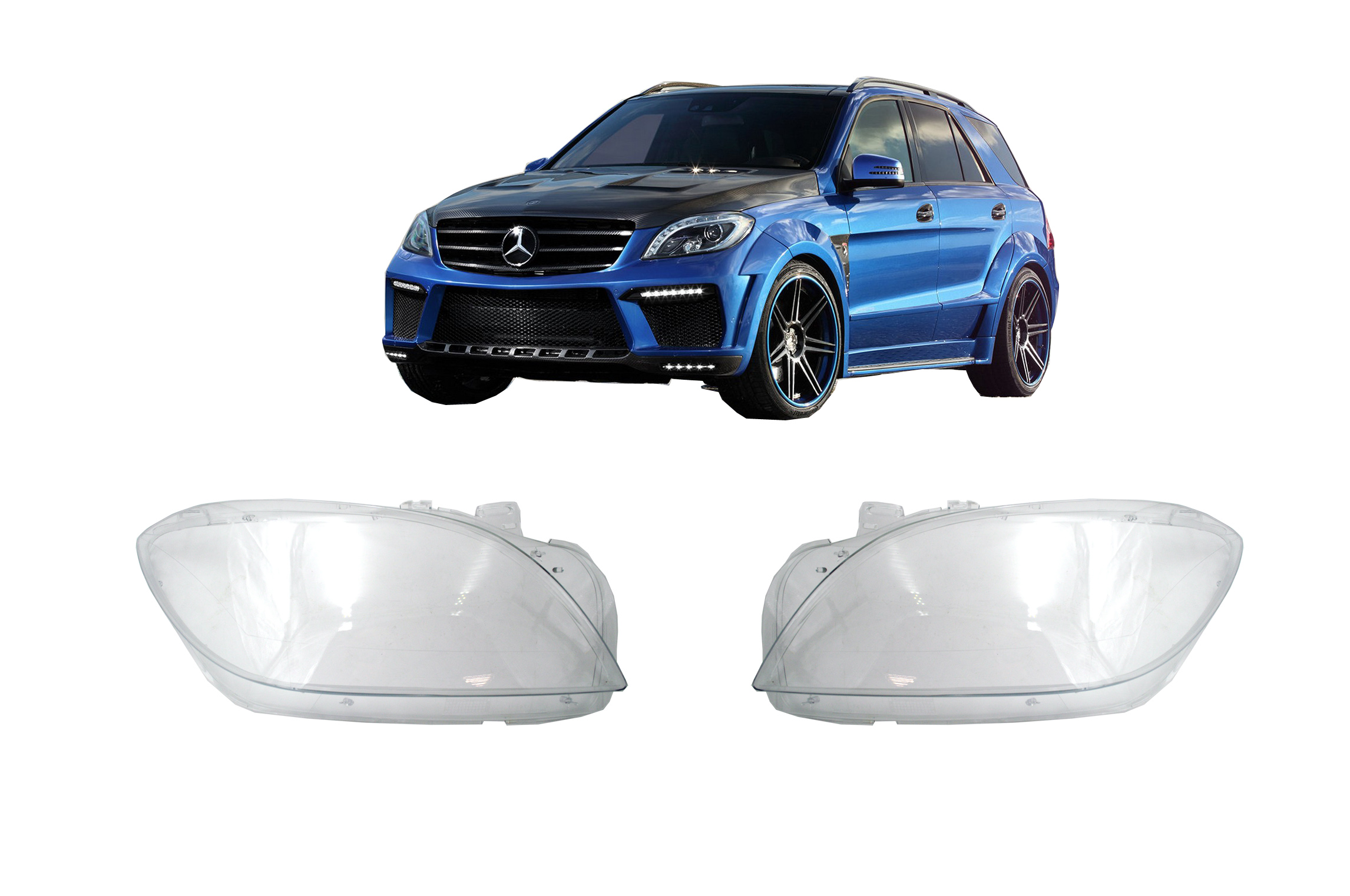 Headlight Lens Headlamp Assembly Cover Replacement Mercedes ML Class